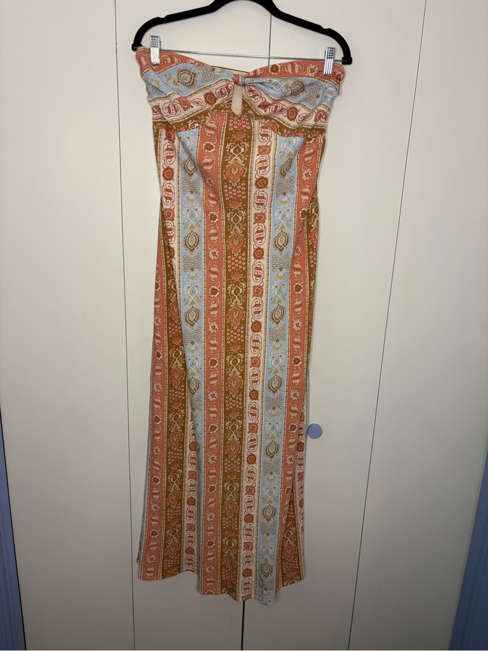 NWT Abercrombie & Fitch A&F Strapless Knotted Maxi Dress M multicolor print - Picture 5 of 10